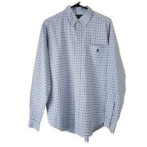 Men's 100% Cotton Ralph Lauren Button Down Plaid Classic Fit Shirt | Size Large